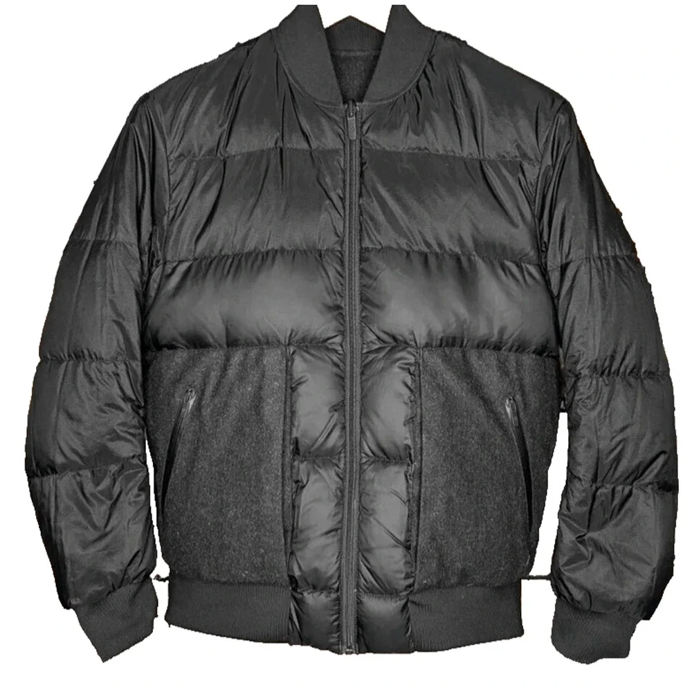 C0 Auth LULULEMON Black Reversible Roam Far Wool & Nylon Down Jacket Sz 12 $348 - Picture 2 of 9
